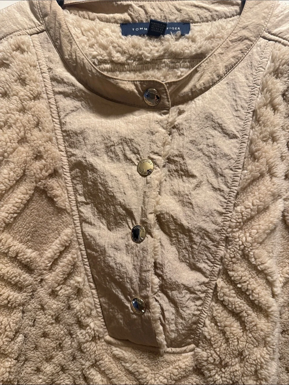 Tommy Hilfiger Textured Sherpa Crewneck Sweater in Beige Woman  L